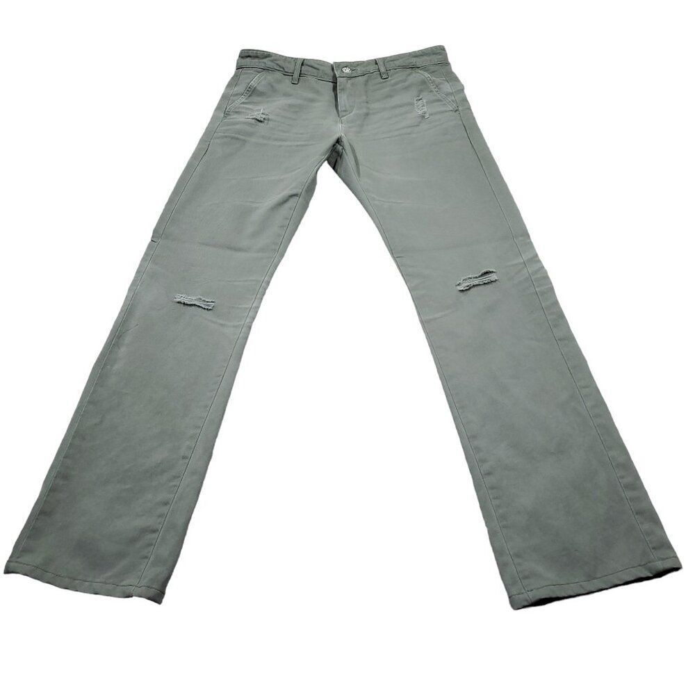 Ag Adriano Goldschmied Tomboy Khaki Boyfriend Distressed Green Pants Size 27